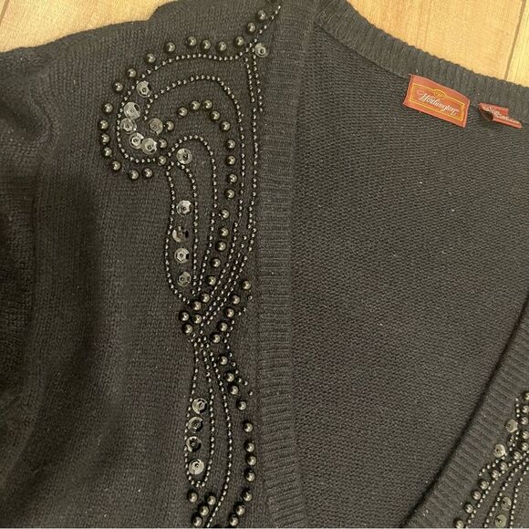 Worthington Vintage Black Silk/Angora/Lambswool Blend V-Neck Cardigan Sweater L - Picture 8 of 11
